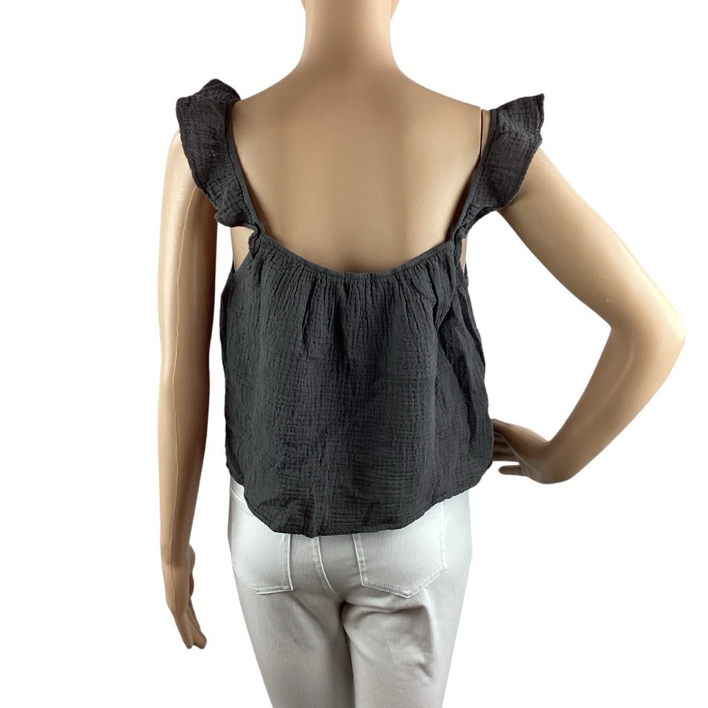 Monrow Ruffle Tank Size S Gray - Picture 5 of 7